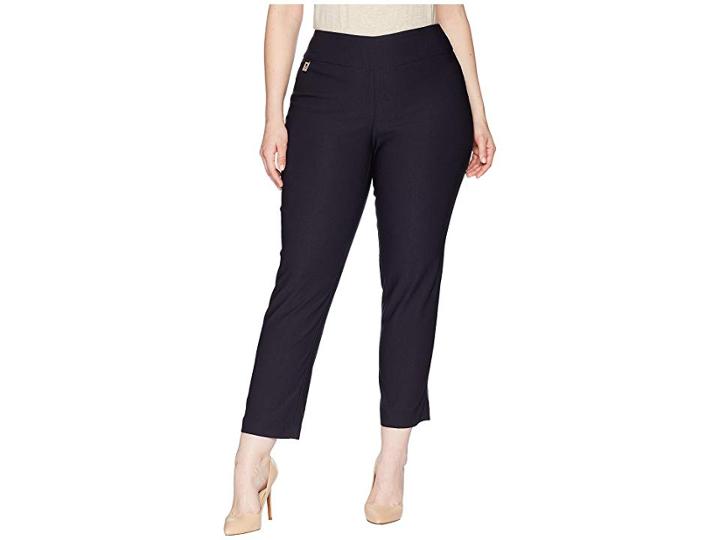 Lisette L Montreal Plus Size Solid Magical Lycra Ankle Pants Curvy Collection (navy) Women's Casual Pants