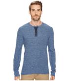 Lucky Brand Lived In Thermal Henley (heather Blue) Men's Clothing