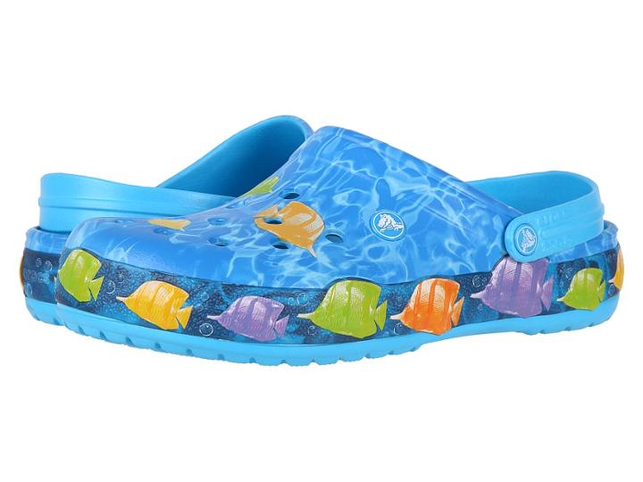 Crocs Crocband Lights Fish Clog (electric Blue) Clog/mule Shoes