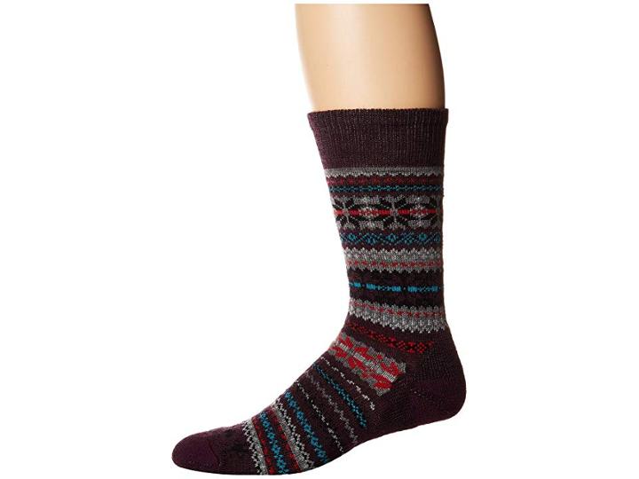 Smartwool Chup Snowflake Crew (bordeaux Heather) Men's Crew Cut Socks Shoes