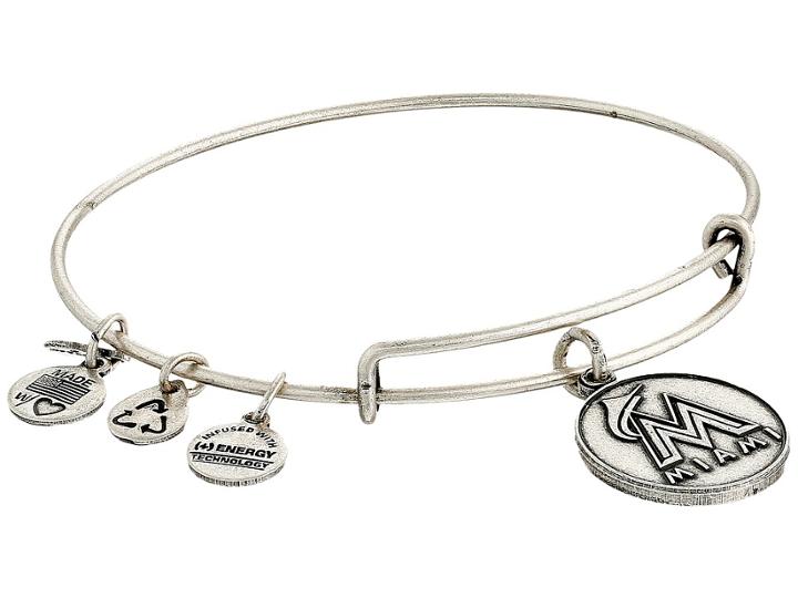 Alex And Ani Mlb(r) Miami Marlins Charm Bangle (rafaelian Silver Finish) Bracelet