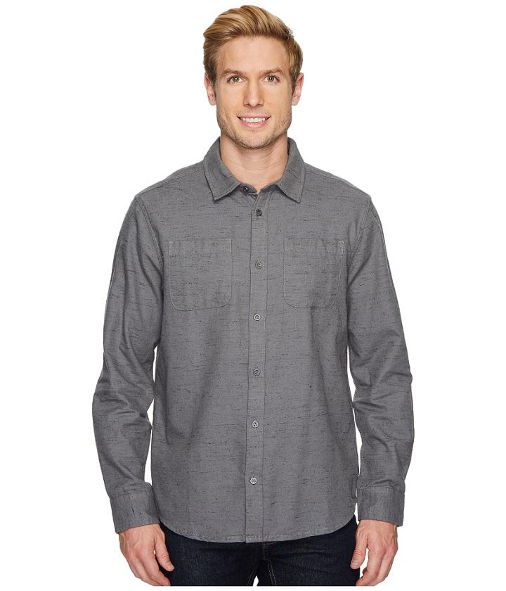 Prana Trey Long Sleeve Flannel (gravel) Men's Long Sleeve Button Up