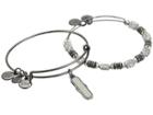 Alex And Ani Color Infusion Breathe Set Of 2 Two-tone (midnight Silver) Bracelet