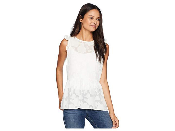 Kensie Delicate Burnout Top Ks8k4709 (ivory Cloud) Women's Sleeveless