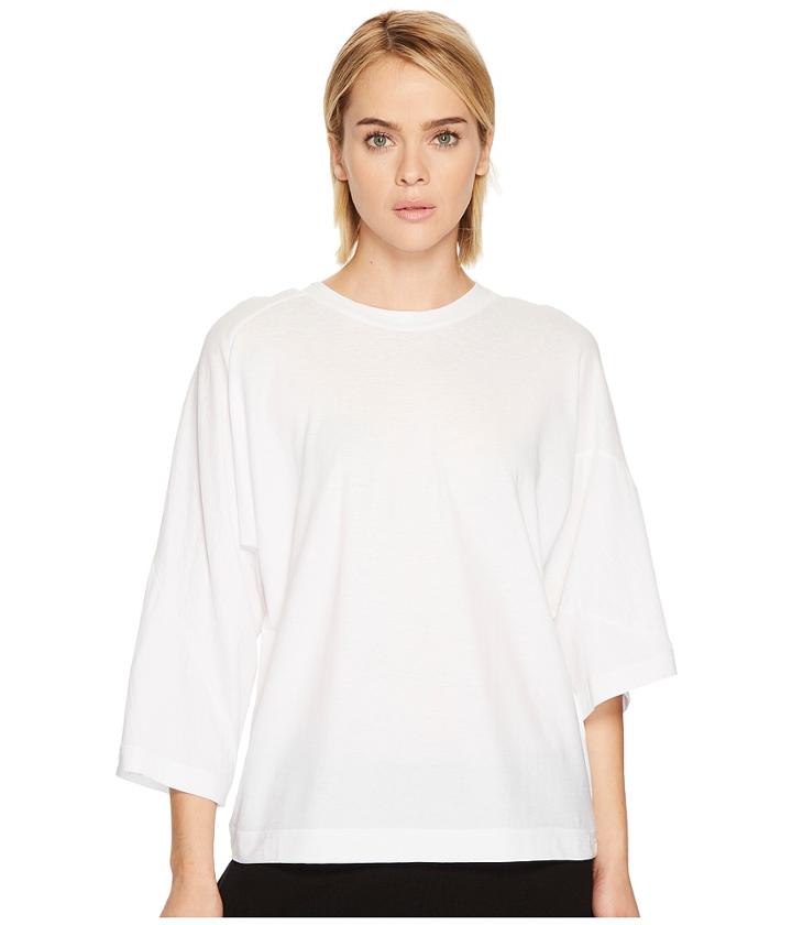 Y's By Yohji Yamamoto 3/4 Sleeve Twist Tee (white) Women's T Shirt