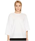 Y's By Yohji Yamamoto 3/4 Sleeve Twist Tee (white) Women's T Shirt