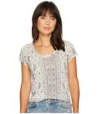 Lucky Brand Woodblock Tee (blue Multi) Women's T Shirt