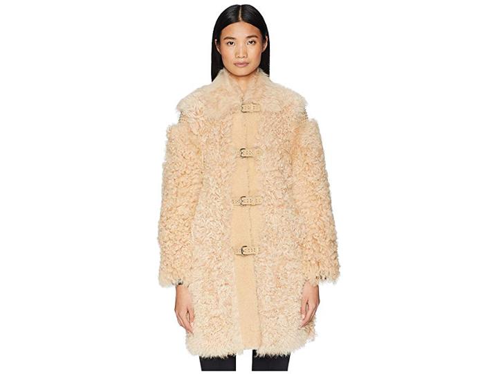Red Valentino Kalgan, Shearling, Suede And Stud Coat (camel) Women's Coat