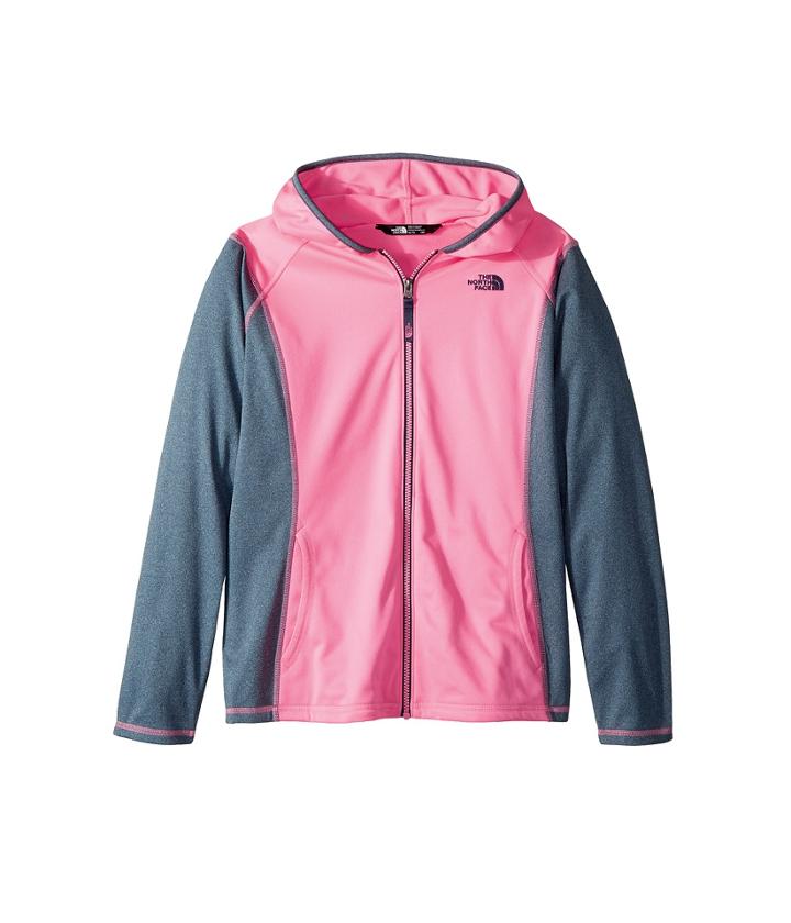 The North Face Kids Tech Glacier Full Zip Hoodie (little Kids/big Kids) (gem Pink/blue Wing Teal Heather) Girl's Sweatshirt