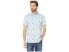 Kenneth Cole New York Short Sleeve Flip-flop Print Shirt (dusty Blue) Men's Clothing