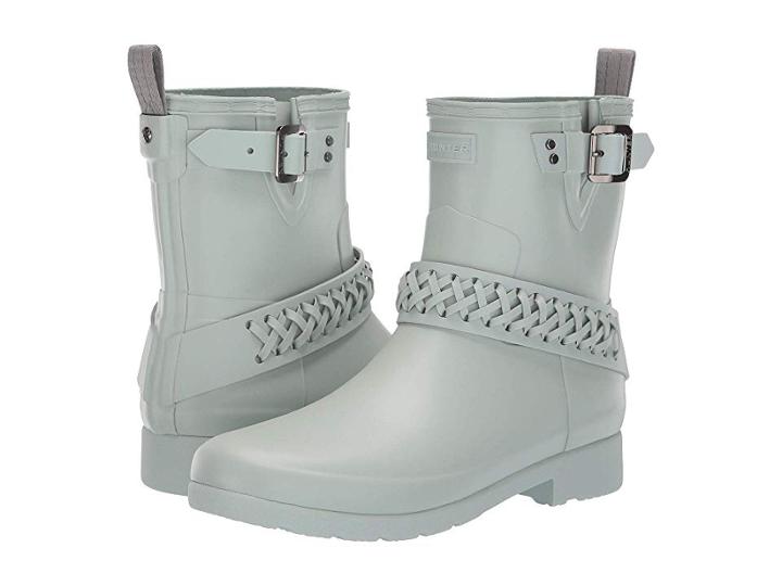 Hunter Refined Biker Boot Woven Strap (sea Spray) Women's Rain Boots
