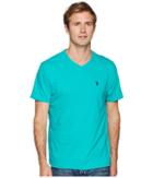 U.s. Polo Assn. Short Sleeve Solid V-neck T-shirt (island Jade) Men's Short Sleeve Pullover