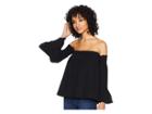 Jack By Bb Dakota Vivienne Textured Gauze Smocked Off The Shoulder Top (black) Women's Clothing