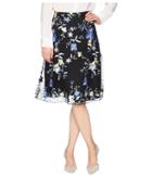 Eci Embroidered Floral Midi Skirt (black/blue) Women's Skirt