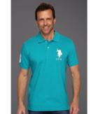 U.s. Polo Assn. Solid Polo With Big Pony (teal Green) Men's Short Sleeve Pullover