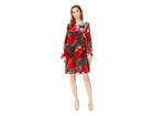 Taylor Floral Burnout Long Sleeve Shift Dress (red/grey) Women's Dress