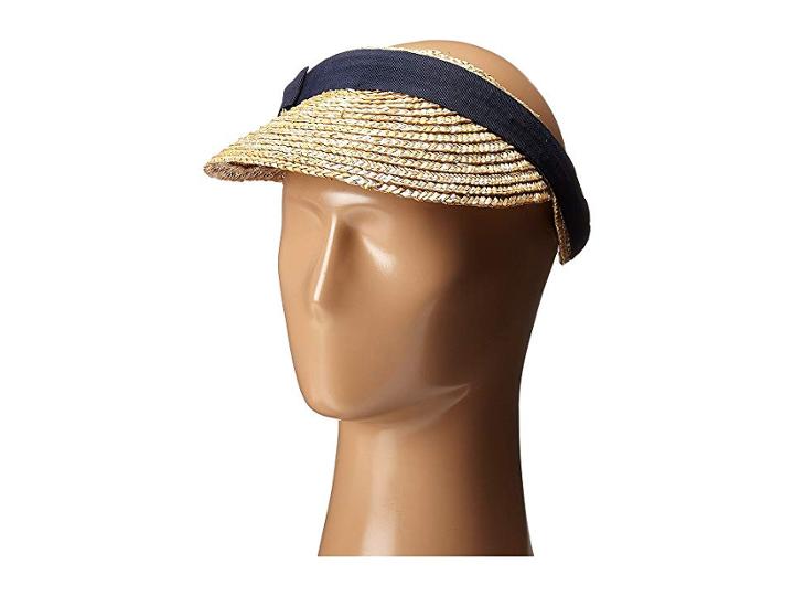 San Diego Hat Company Wsv0005 4 Inch Brim Straw Clip On Visor With Bow (navy) Casual Visor