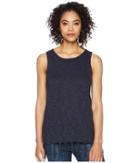 Dylan By True Grit Slub Stitch Sleeveless Sweater With Tie Fringe (navy) Women's Sweater