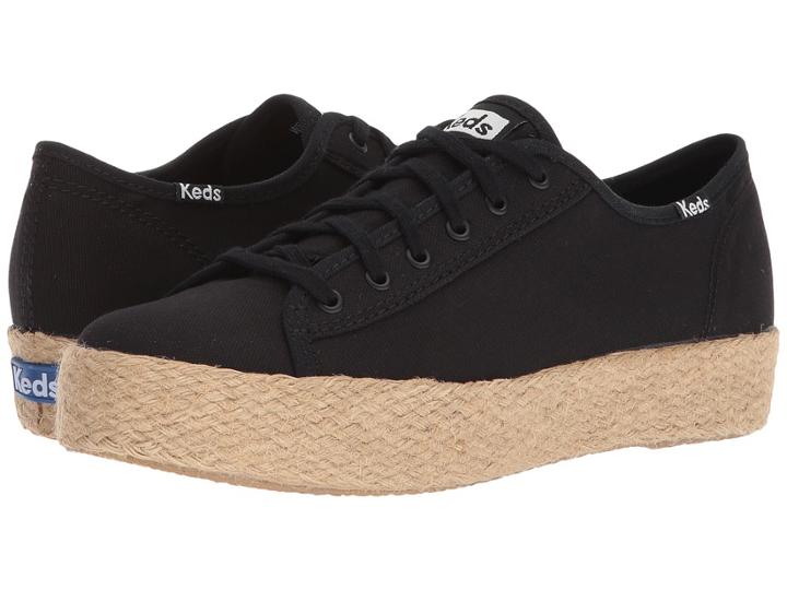 Keds Triple Kick Jute (black Canvas) Women's Lace Up Casual Shoes