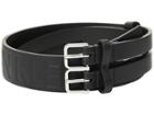 Calvin Klein 40 Mm Flat Split Strap Belt (black/polished Nickel) Women's Belts