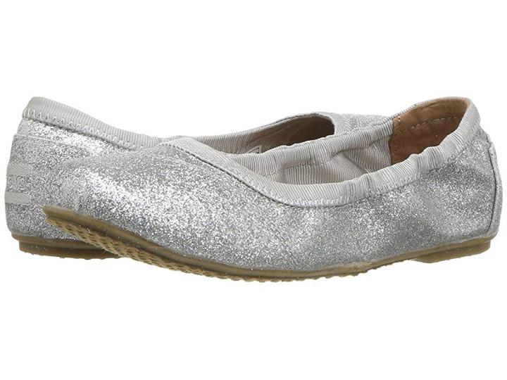 Toms Kids Ballet Flat (little Kid/big Kid) (silver Iridescent Glimmer) Girls Shoes