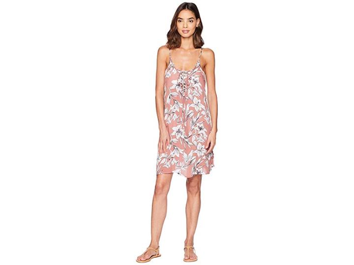 Roxy Softly Love Printed Dress Cover-up (withered Rose Lily House) Women's Swimwear