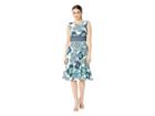 London Times Paisley Tile Inset Waist Fit Flare (soft White/teal) Women's Dress