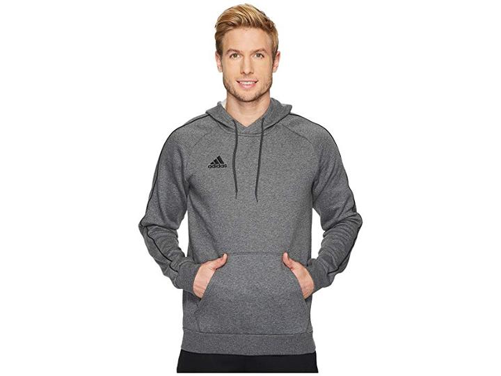 Adidas Core18 Hoodie (dark Grey Heather/black) Men's Sweatshirt