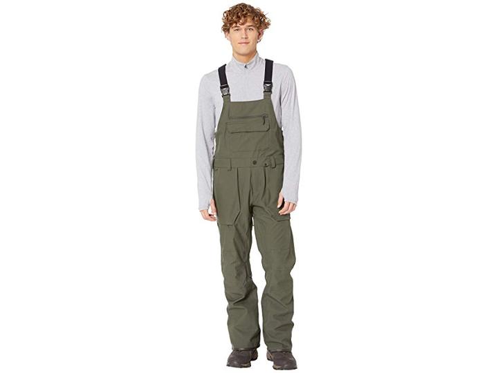 Volcom Snow Roan Bib Overalls (black/green) Men's Overalls One Piece
