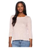 Three Dots Mojave Stripe 3/4 Sleeve Cross-back Top (desert Rose) Women's Long Sleeve Pullover