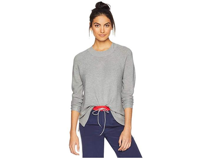 Calvin Klein Lightweight Sweater W/ Stitch (heather Granite) Women's Sweater