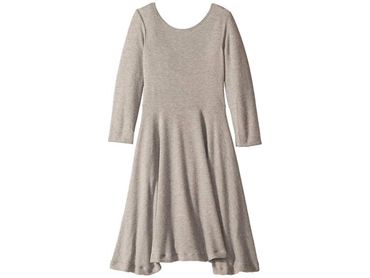 Fiveloaves Twofish Knit Ballerina Skater Dress (big Kids) (grey) Girl's Dress
