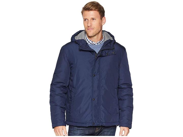 Cole Haan Oxford Rain Zip Front Jacket (navy) Men's Coat