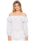 Michael Michael Kors Mod Floral Off Shoulder Top (light Quartz/white) Women's Clothing