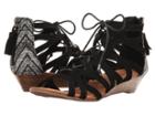 Minnetonka Merida Iii (black Suede/black Kasbah Fabric) Women's Sandals