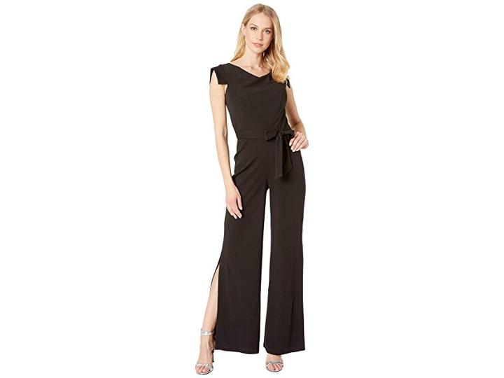 Bebe Asymmetrical Cowl Neck Cap Sleeve Jumpsuit (black) Women's Jumpsuit & Rompers One Piece