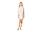 Lauren Ralph Lauren Sateen Long Sleeve His Shirt Sleepshirt (ivory Floral Print) Women's Pajama