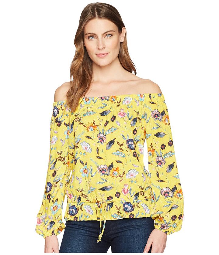 Karen Kane Tie Front Lemonade Floral Top (print) Women's Clothing