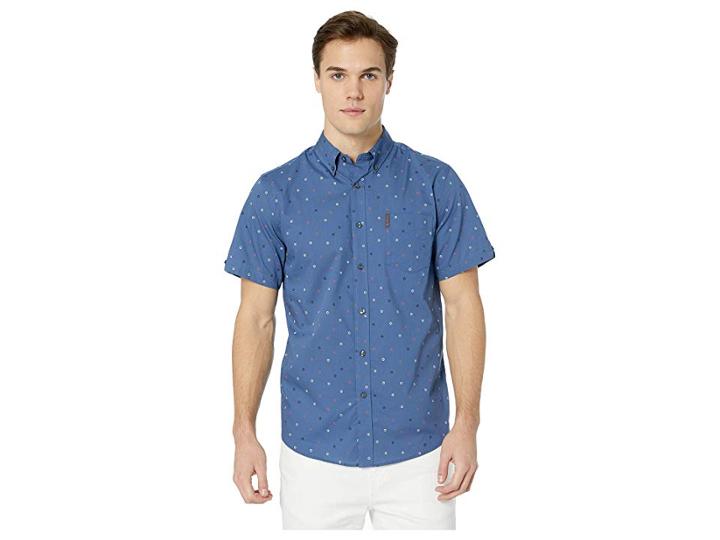 Ben Sherman Short Sleeve Scattered Target Print Shirt (true Navy) Men's Clothing
