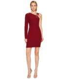 Versace Jeans One Shoulder Long Sleeve Dress (rhododendron Red) Women's Dress