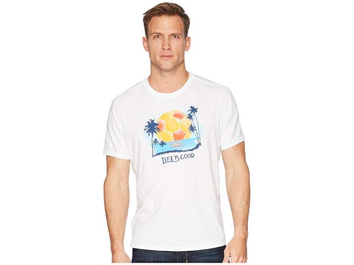 Life Is Good Soccer Palm Trees Smooth Tee (cloud White) Men's T Shirt
