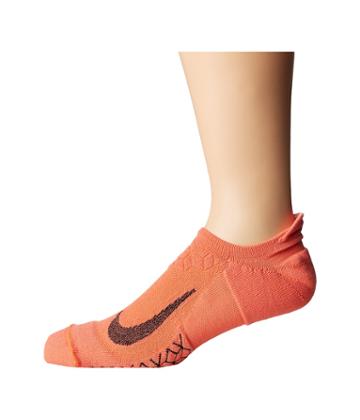 Nike Elite Cushion No-show Tab Running Socks (light Wild Mango/black) No Show Socks Shoes