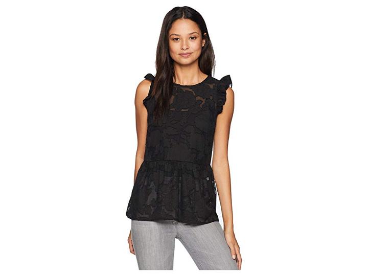Kensie Delicate Burnout Top Ks8k4709 (black) Women's Sleeveless