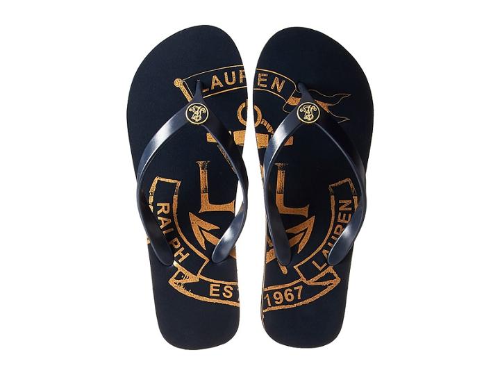 Lauren Ralph Lauren Elissa Ii (modern Navy/rl Gold Pvc) Women's Sandals