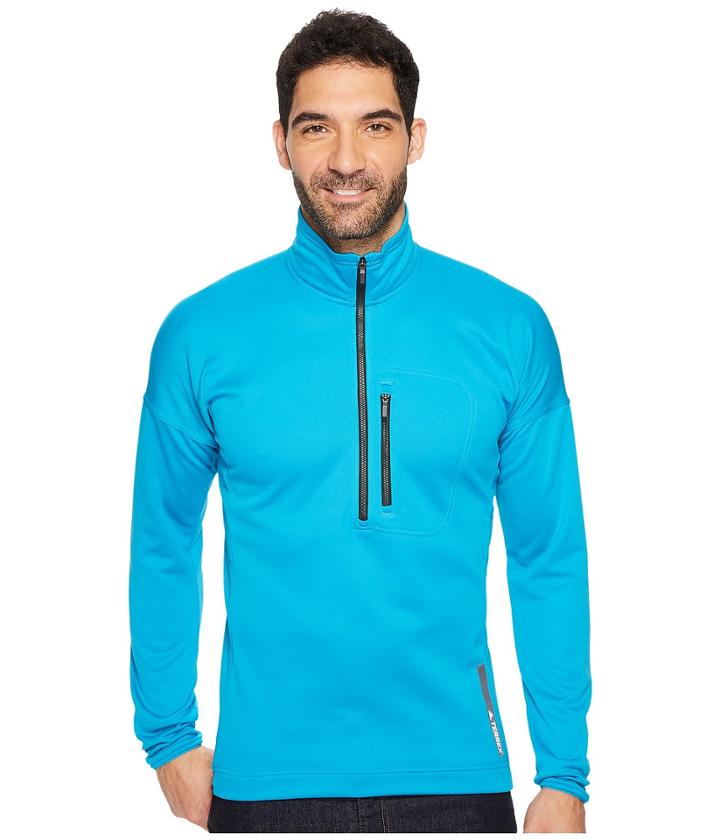 Adidas Outdoor Terrex Tivid 1/2 Zip Fleece Top (bold Aqua) Men's Long Sleeve Pullover