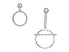 Guess Mis-matched Pave Ring Drop And Linear Ring Drop With Pave Bar Earrings (silver/crystal) Earring