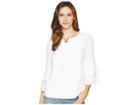 Calvin Klein Double Ruffle Blouse With Hardware (soft White) Women's Blouse