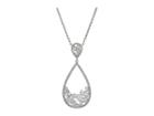 Nina Open Teardrop With Stone Cluster Pendant Necklace (palladium/white Cz) Necklace