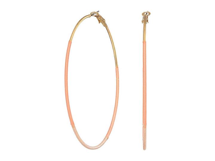 Guess Thread Wrapped Extra Large Hoop Earrings (gold/peach) Earring
