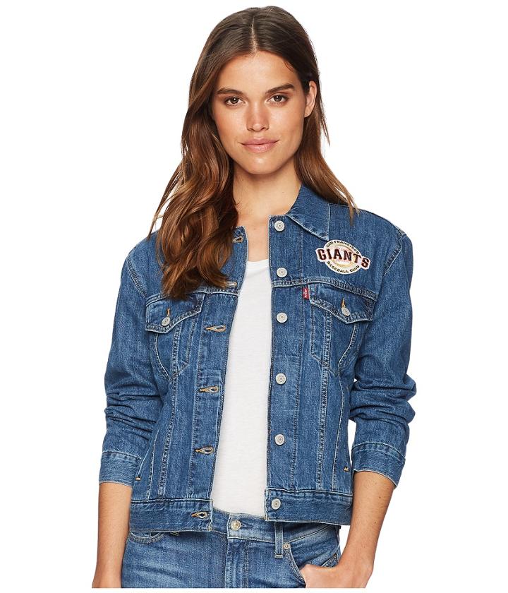Levi's(r) Womens San Francisco Giants Patch Trucker Jacket (dark Blue) Women's Coat